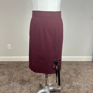 Maroon Project Runway Pencil Skirt with Grommet and Ribbon detail​